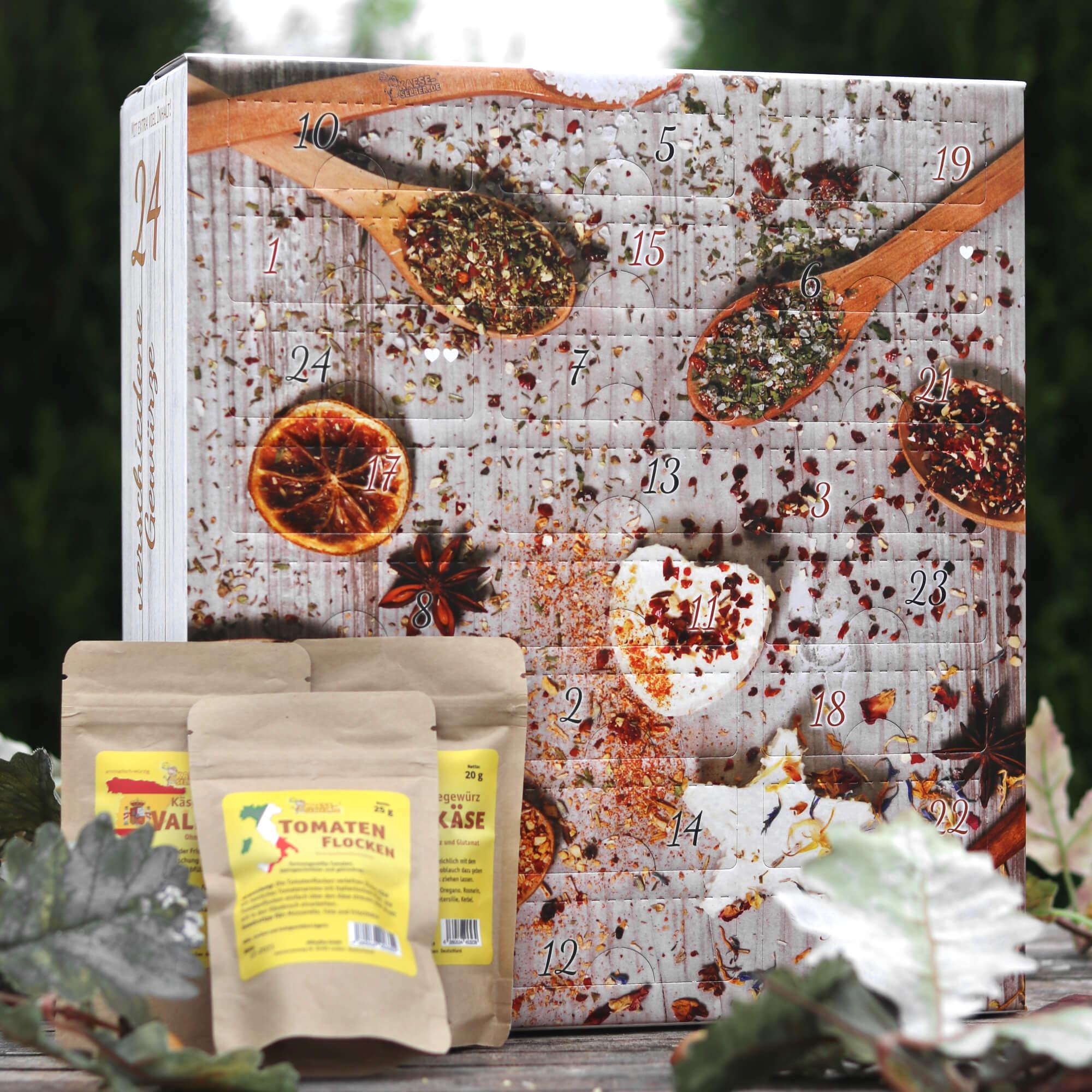 Gewürz-Adventskalender 2025 mit 24 hochwertigen Käse- & Weihnachtsgewürzen