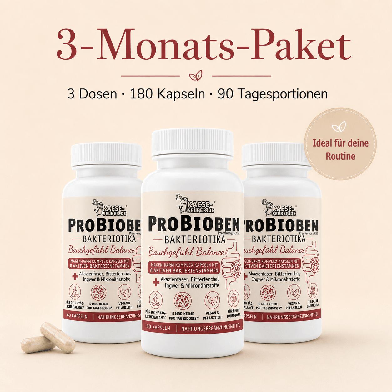 PROBIOBEN Bakteriotika Bauchgefühl Balance Kapseln mit 8 Bakterienstämmen und Mikronährstoffen
