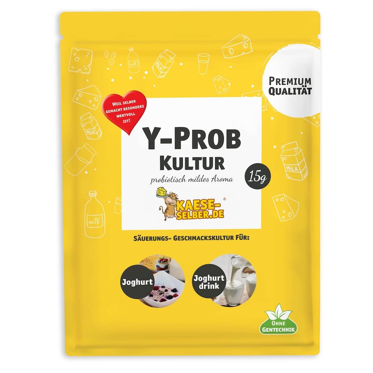 KAESE-SELBER.DE Lebensmittelkulturen Y-Prob Joghurtkulturen 15g probiotisch, Joghurt selber Machen, Ferment